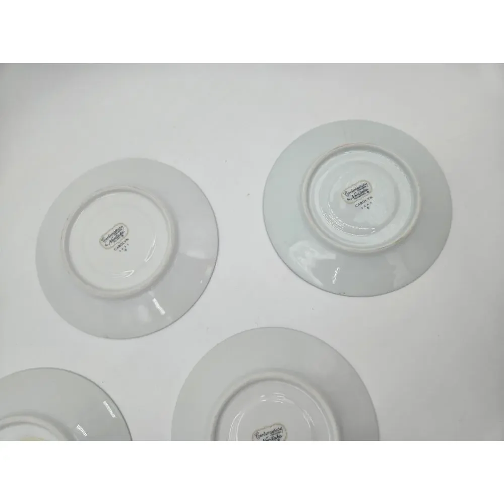 Noritake Carolyn 2693 Tea Cup Saucer Set 4 Platinum Trim EUC